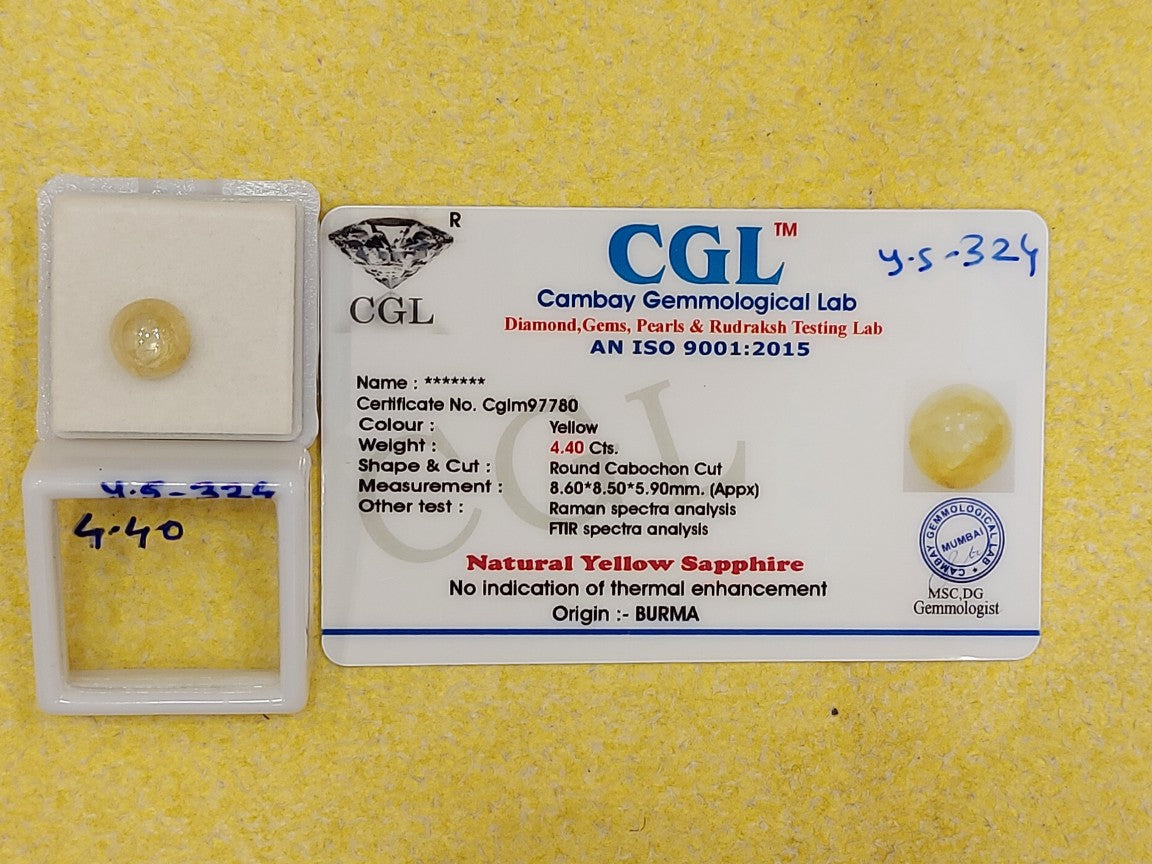 4.40 Carat Natural Yellow Sapphire Stone
