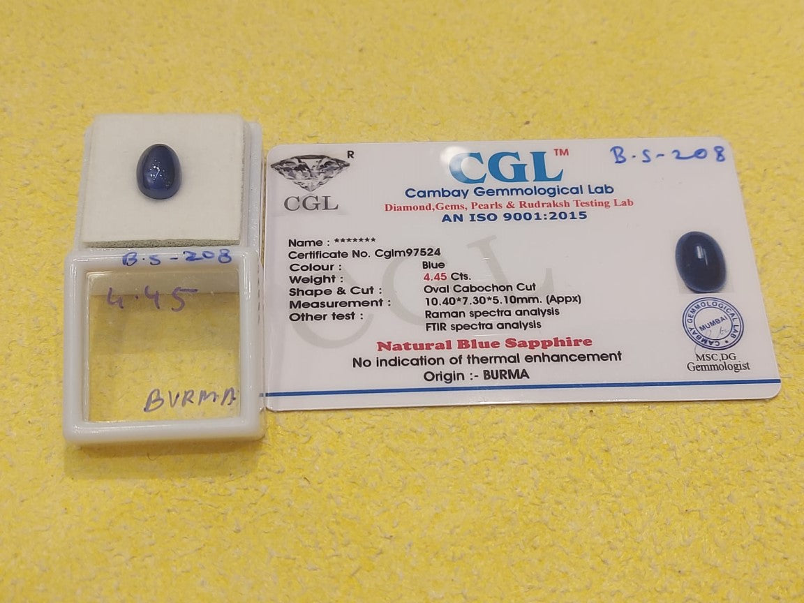 4.45 Carat Natural Blue Sapphire Stone