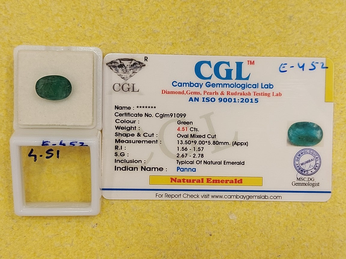 4.51 Carat Natural Emerald Stone