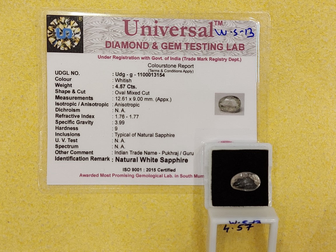 4.57 Carat Natural White Sapphire Stone