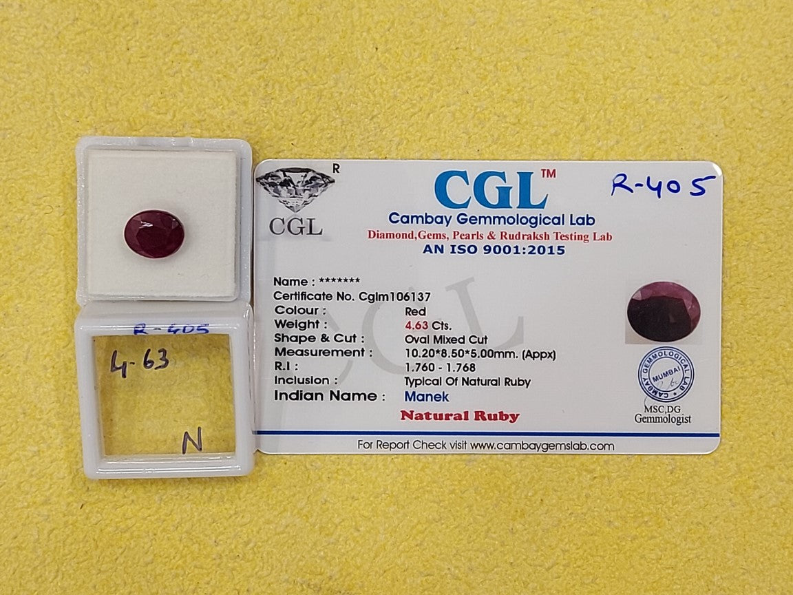 4.63 Carat Natural Old Ruby