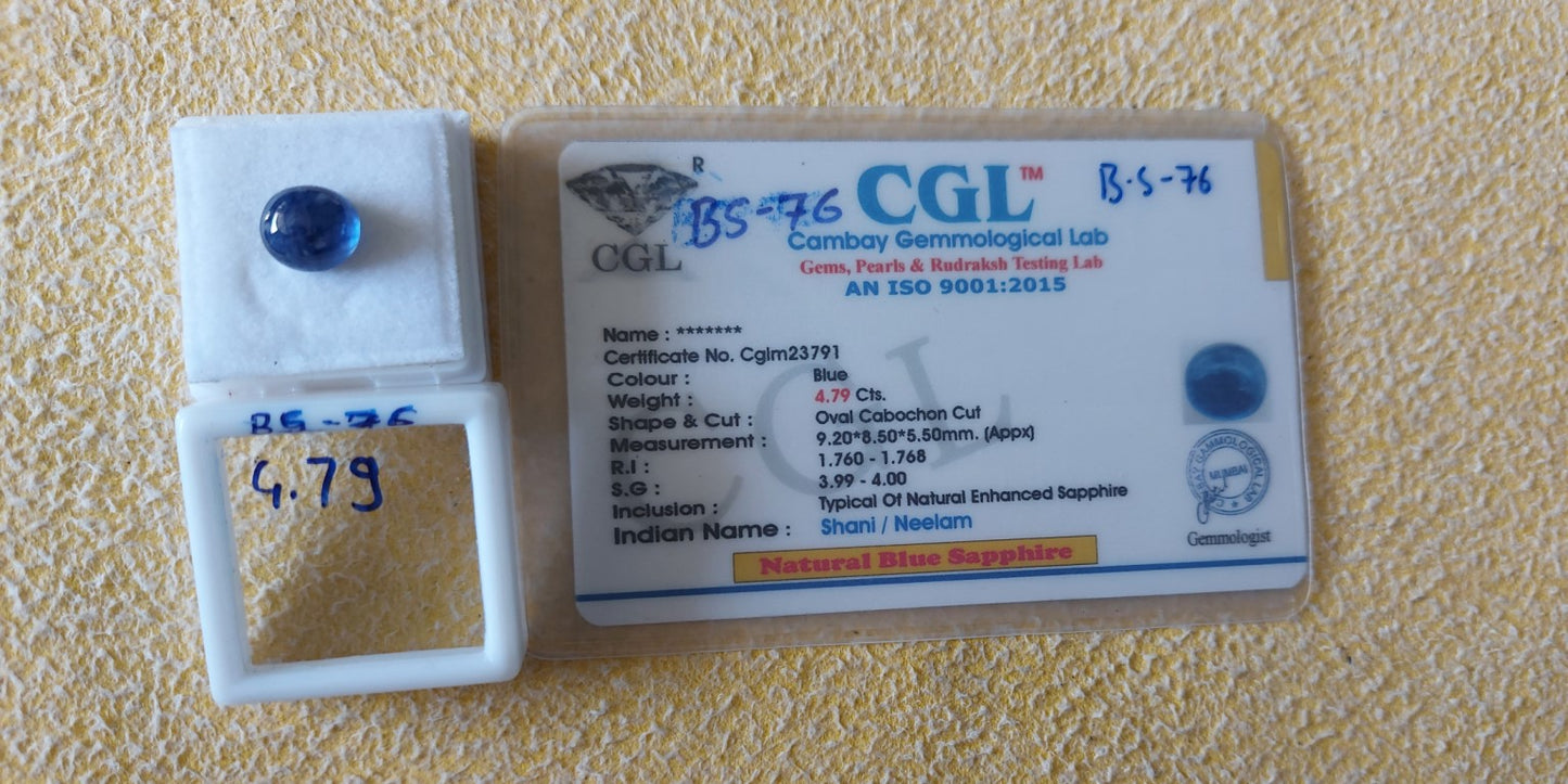 4.79 Carat Natural Blue Sapphire Stone