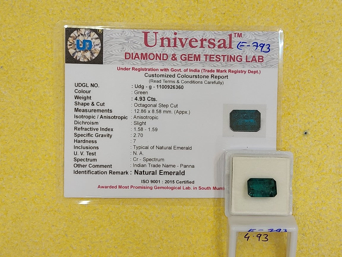 4.93 Carat Natural Emerald Stone