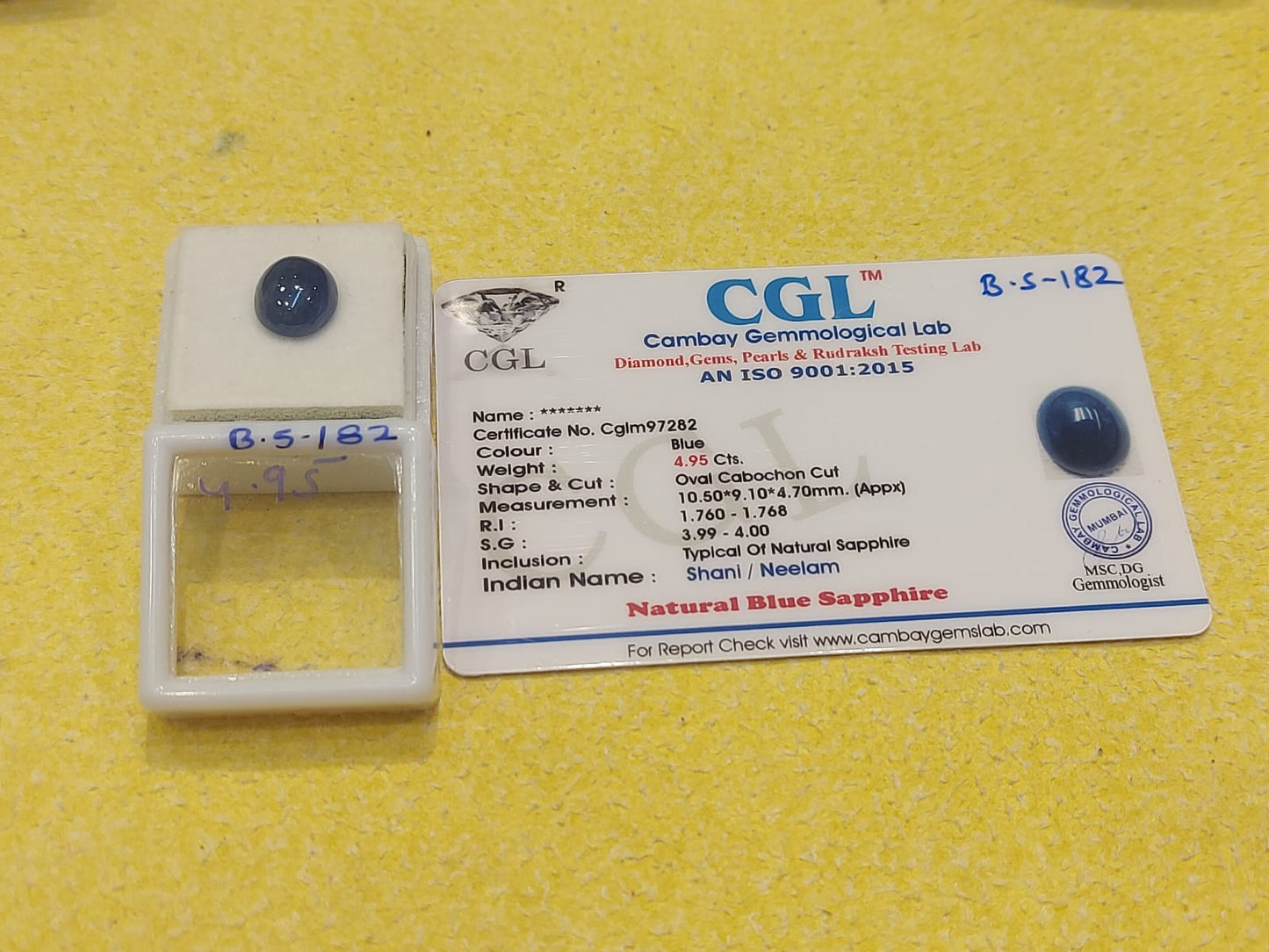 4.95 Carat Natural Blue Sapphire Stone