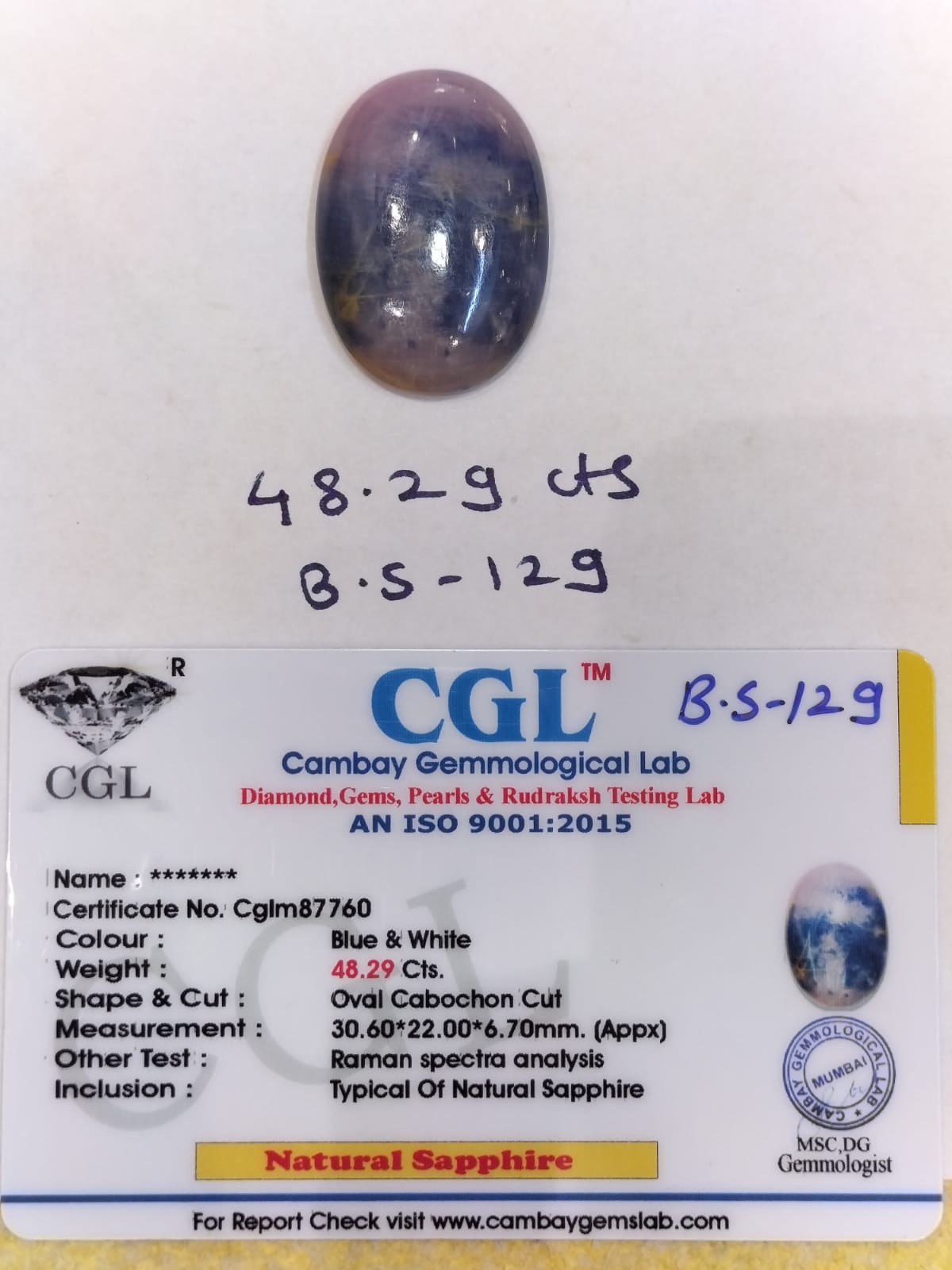 48.29 Carat Natural Blue Sapphire Stone