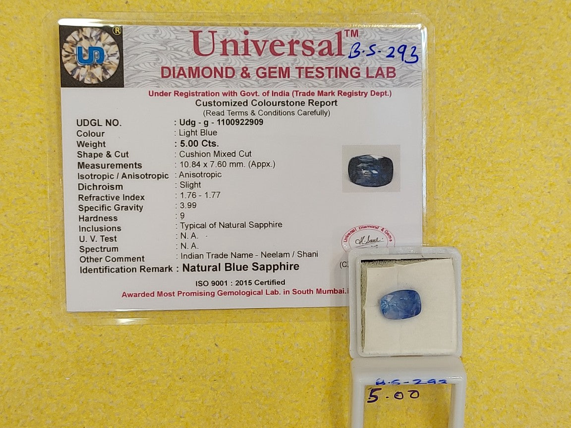 5.00 Carat Natural Blue Sapphire Stone