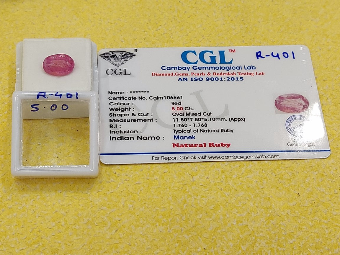5.00 Carat Natural Old Burma Ruby