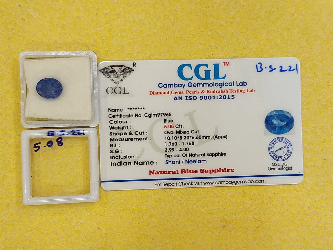 5.08 Carat Natural Blue Sapphire Stone
