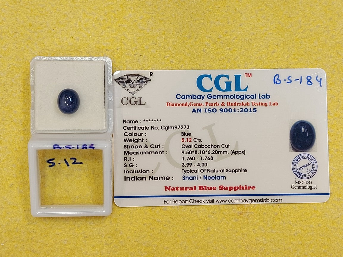 5.12 Carat Natural Blue Sapphire Stone