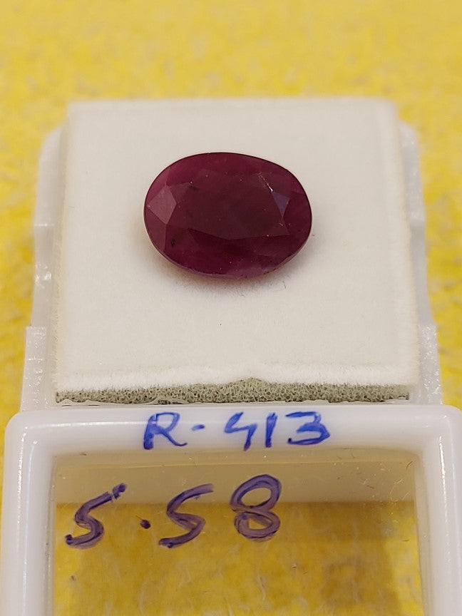 R-413 5.58 Carat Natural Old Ruby