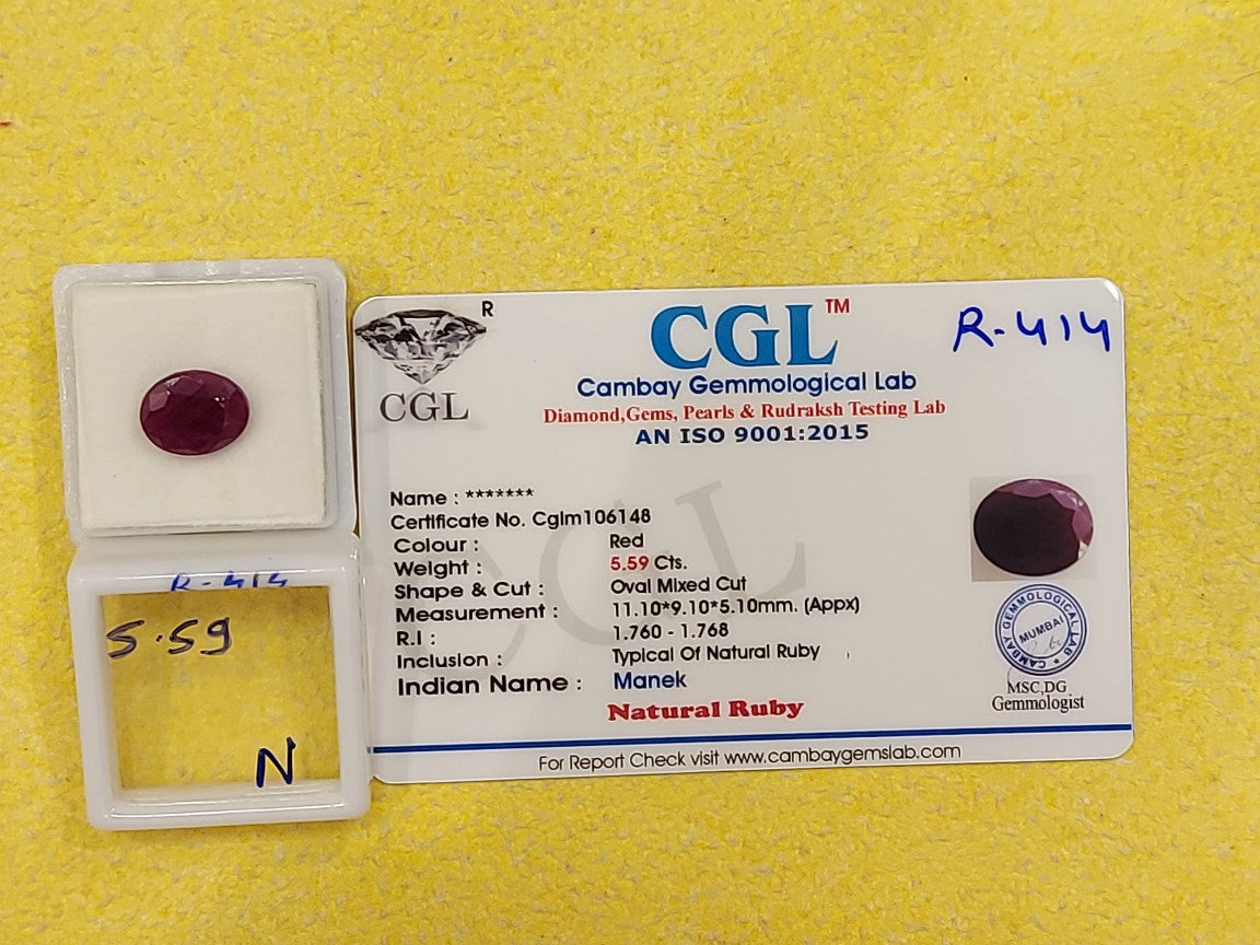 5.59 Carat Natural Old Ruby