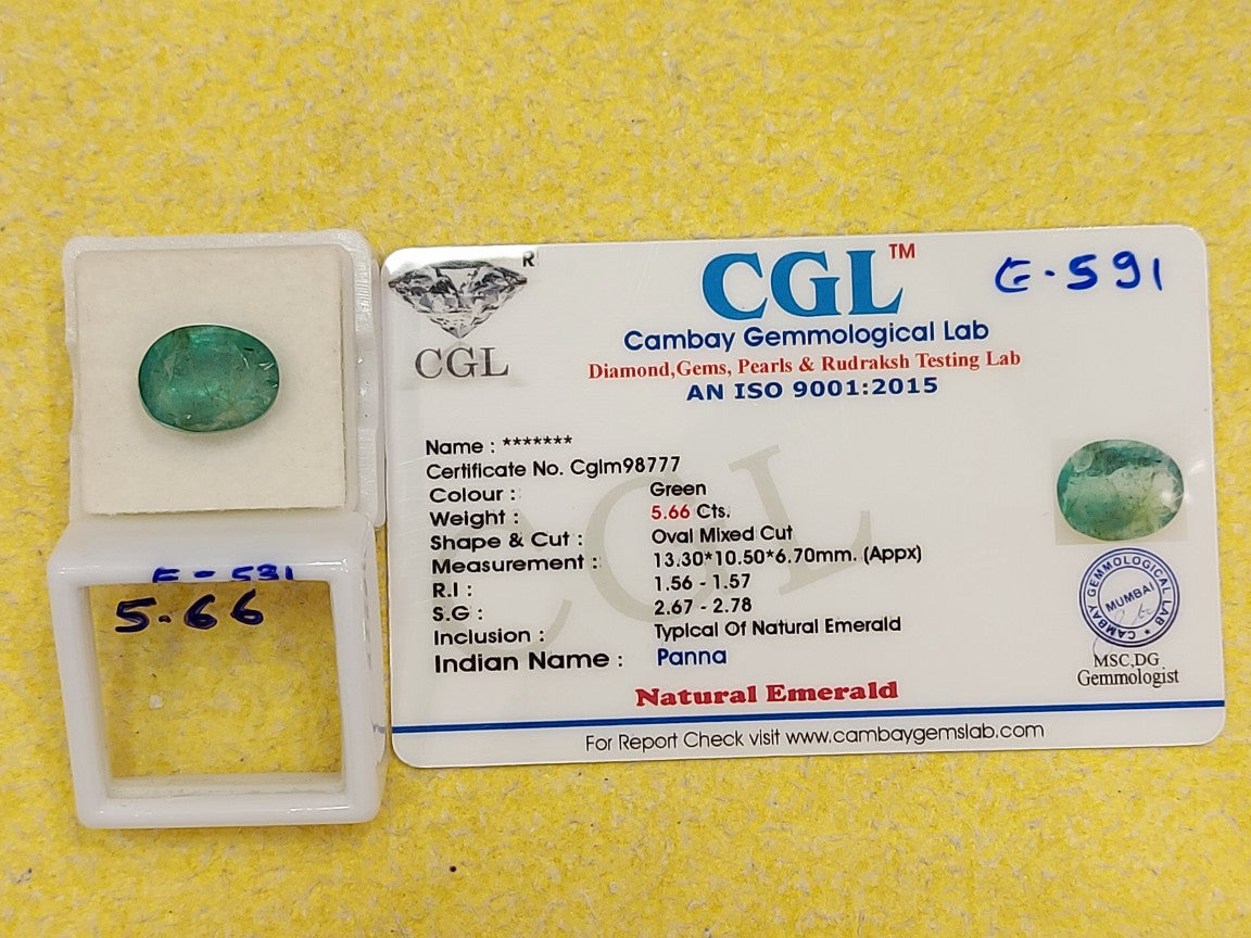 5.66 Carat Natural Emerald Stone