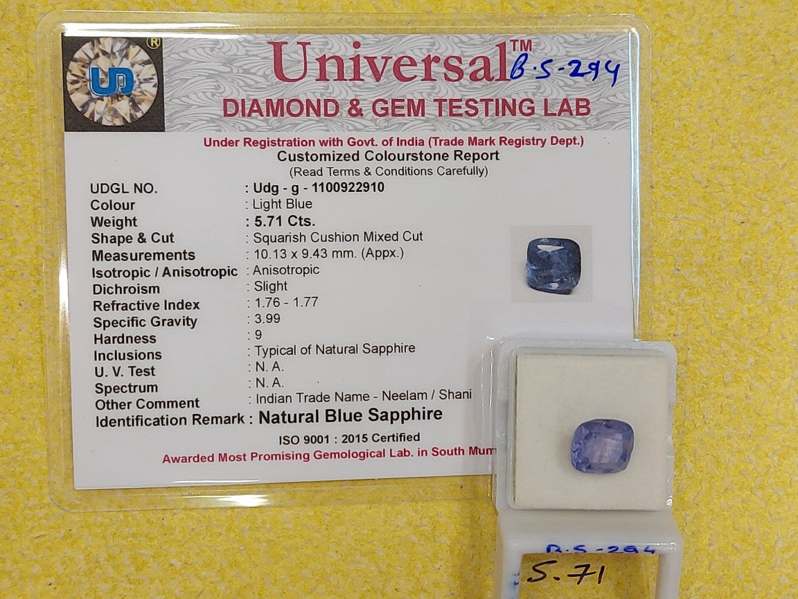 5.71 Carat Natural Blue Sapphire Stone