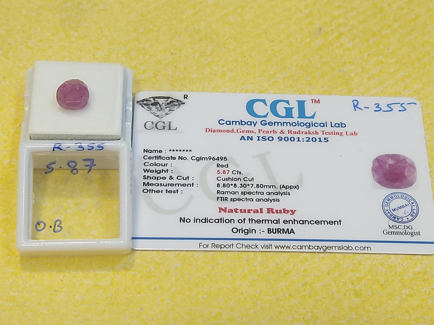 5.87 Carat Natural Old Ruby