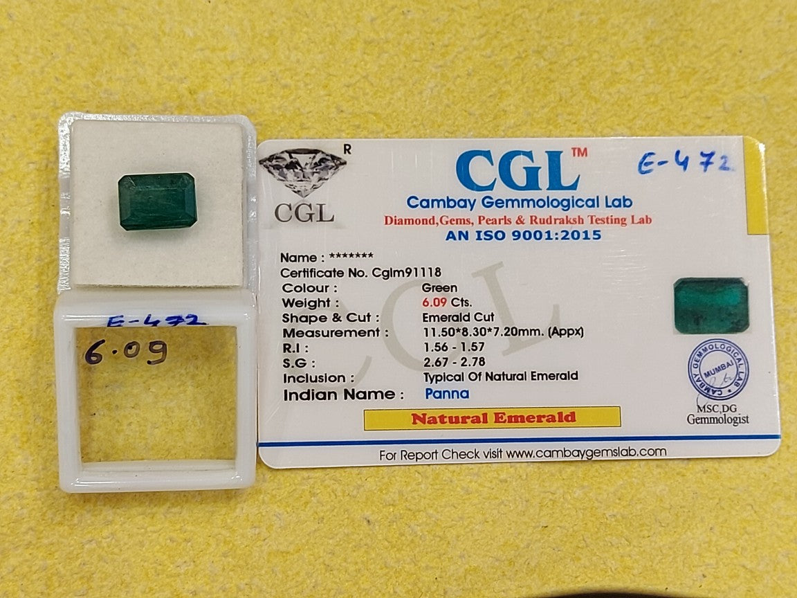 6.09 Carat Natural Emerald Stone