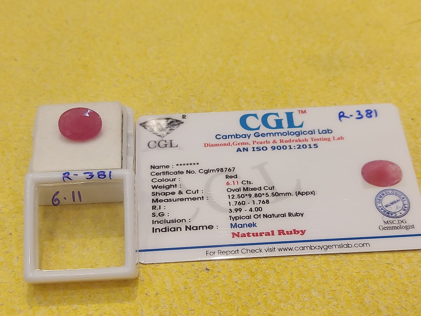 6.11 Carat Natural Old Ruby