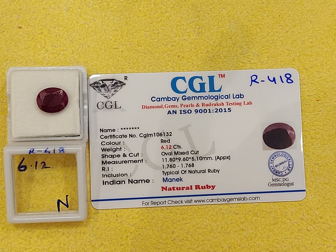 6.12 Carat Natural Old Ruby