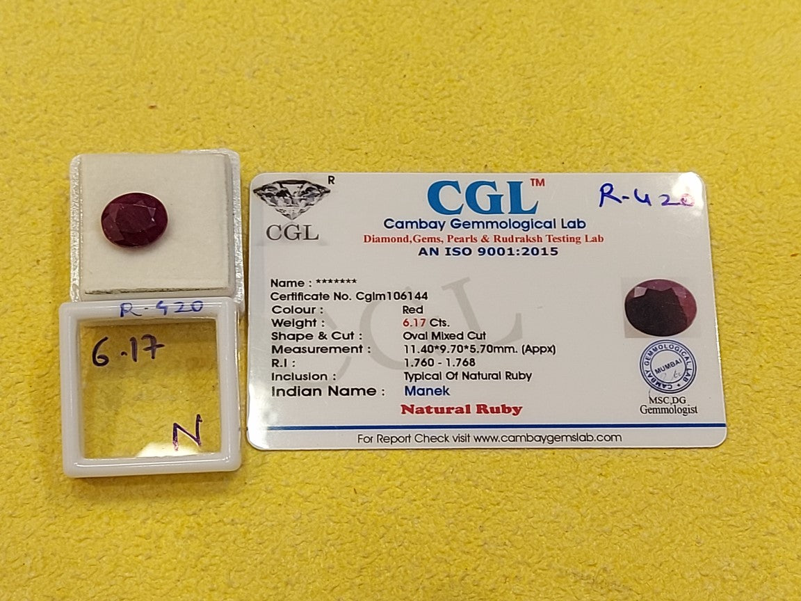 6.17 Carat Natural Old Ruby