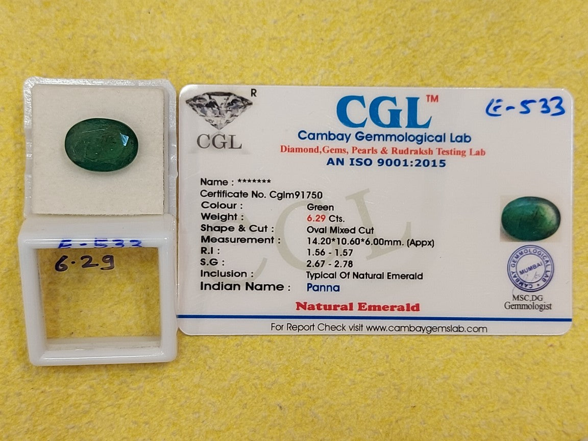 6.29 Carat Natural Emerald Stone