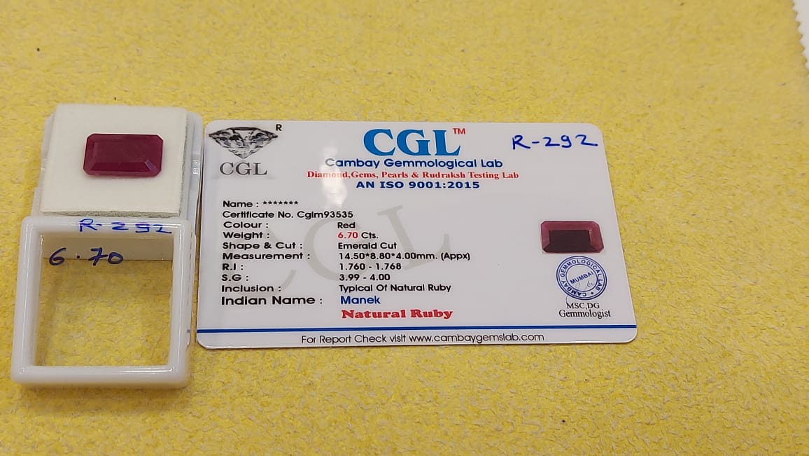 6.70 Carat Natural Old Ruby