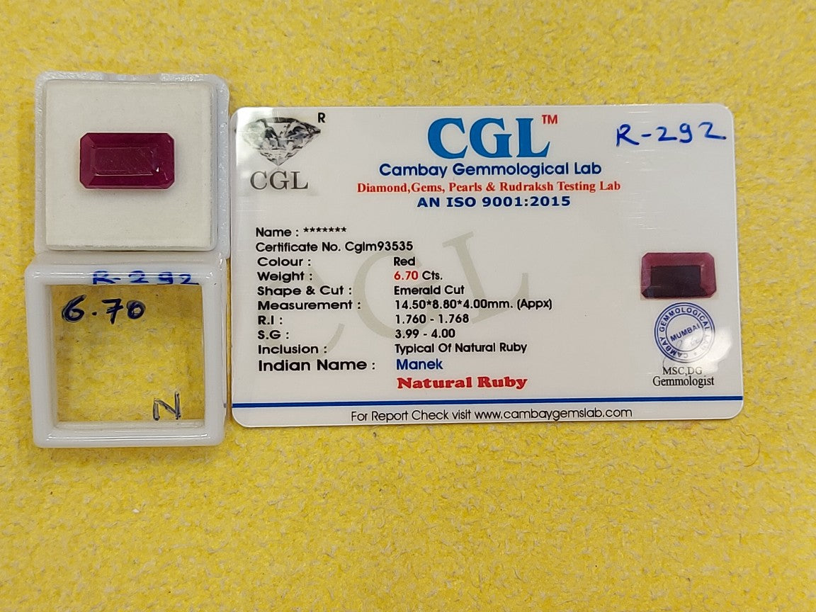 6.70 Carat Natural Ruby Stone