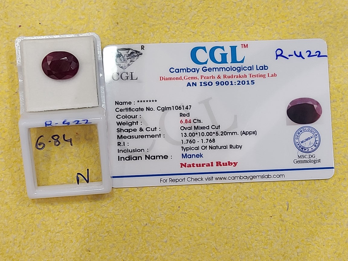 6.84 Carat Natural Old Ruby