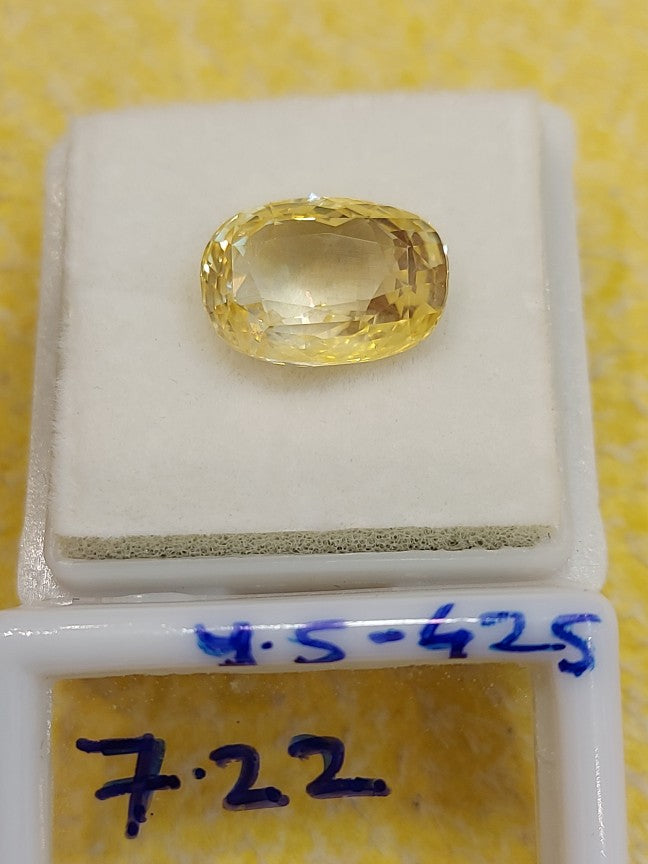 7.22 Carat Natural Yellow Sapphire Stone