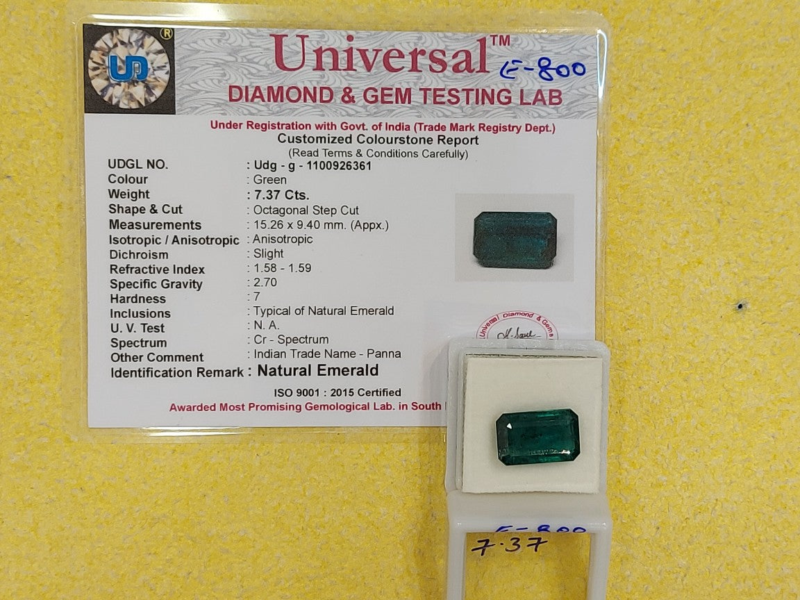 7.37 Carat Natural Emerald Stone