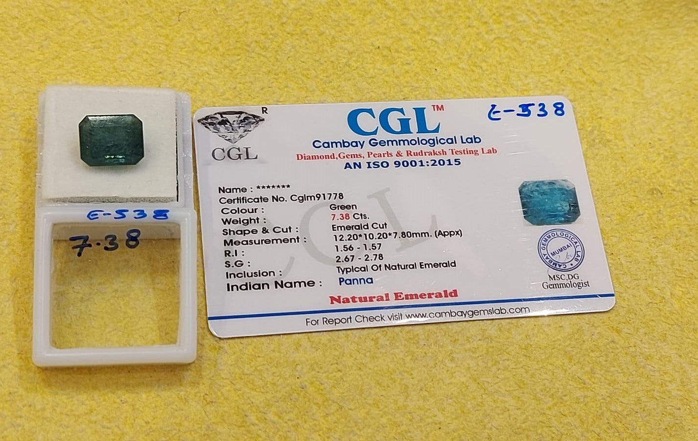 7.38 Carat Natural Emerald Stone