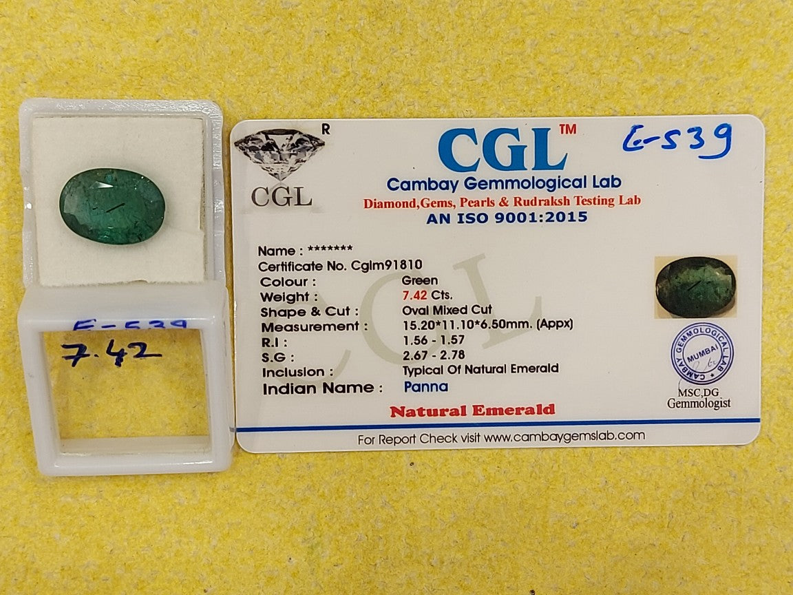 7.42 Carat Natural Emerald Stone
