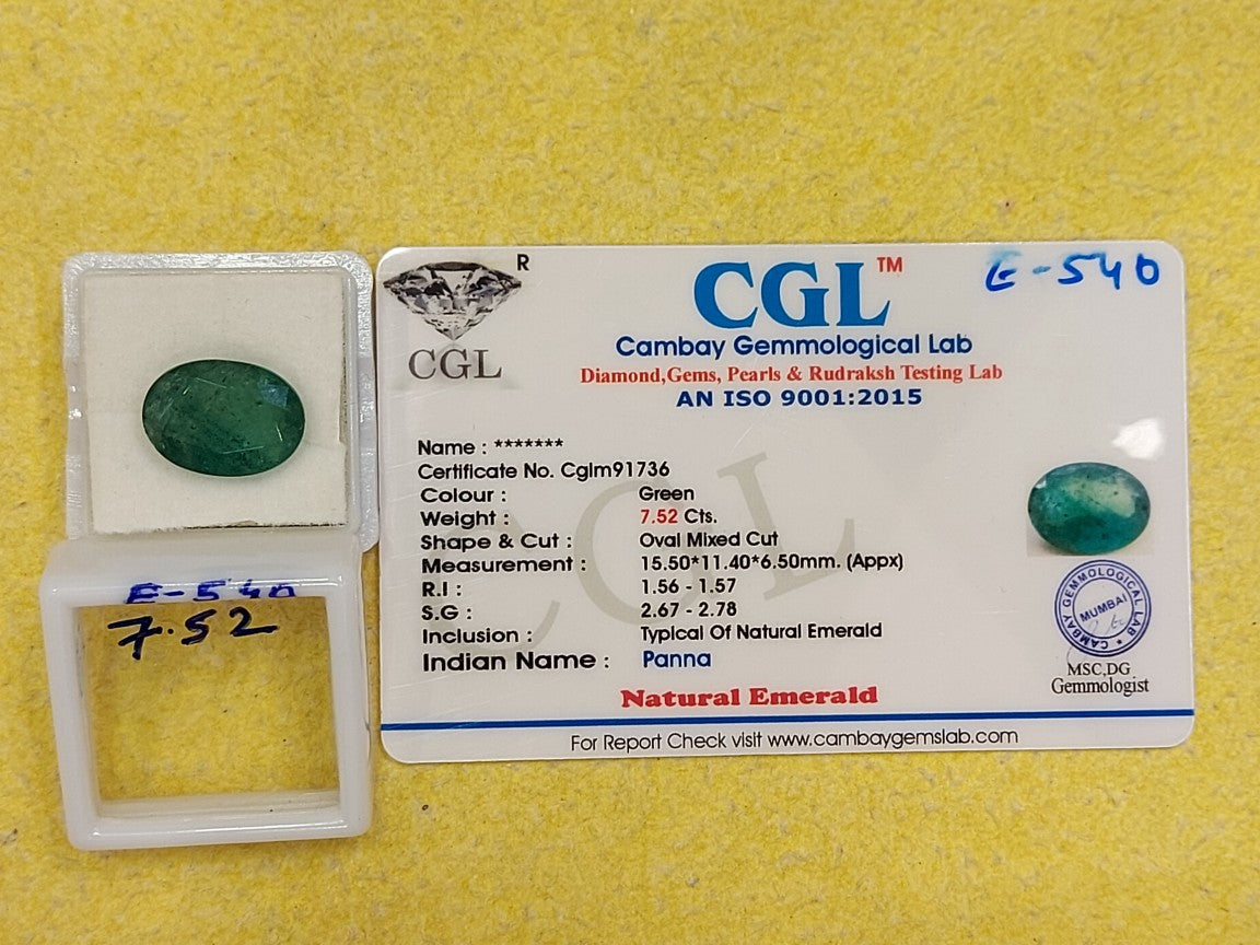 7.52 Carat Natural Emerald Stone