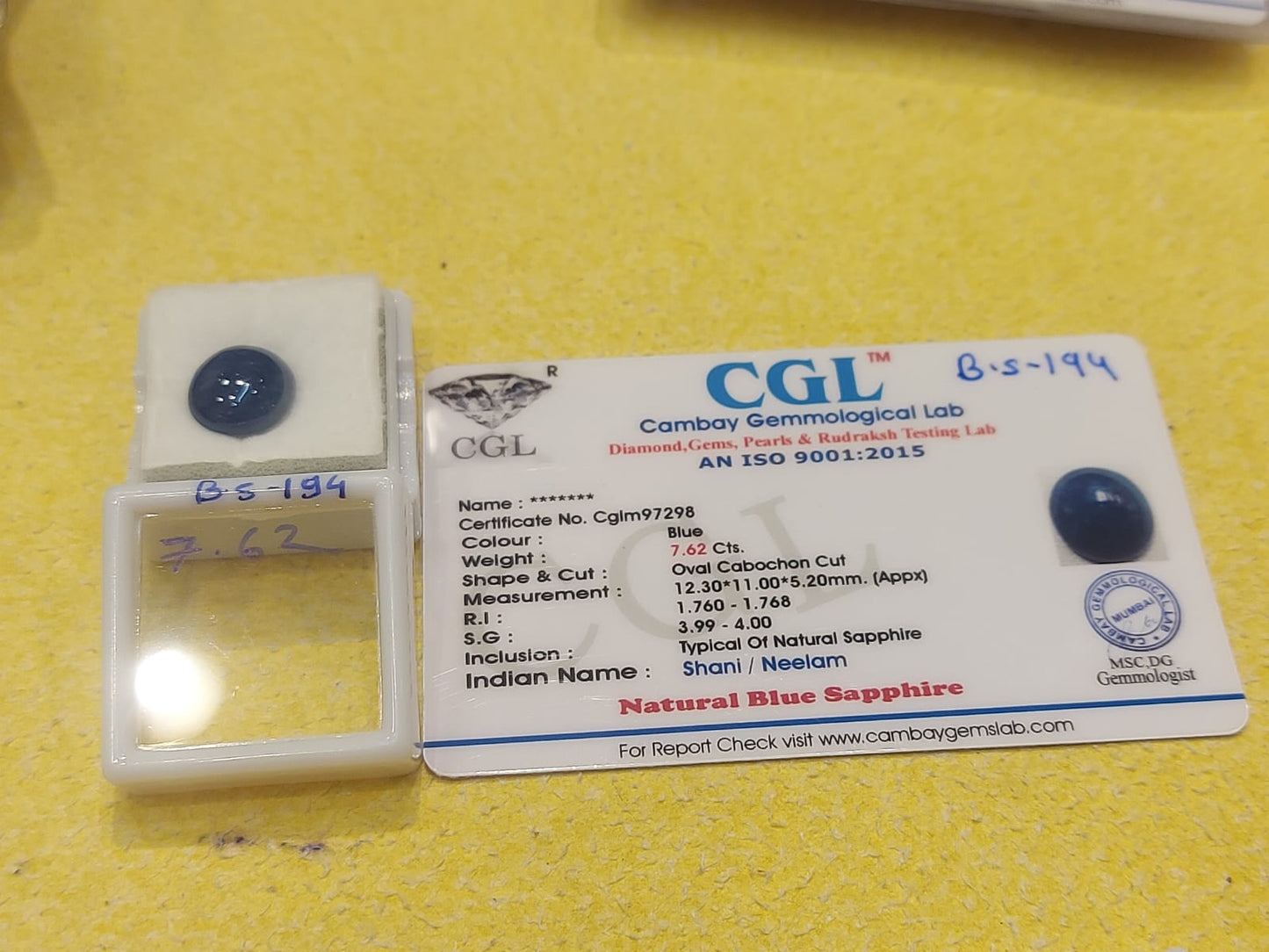 7.62 Carat Natural Blue Sapphire Stone