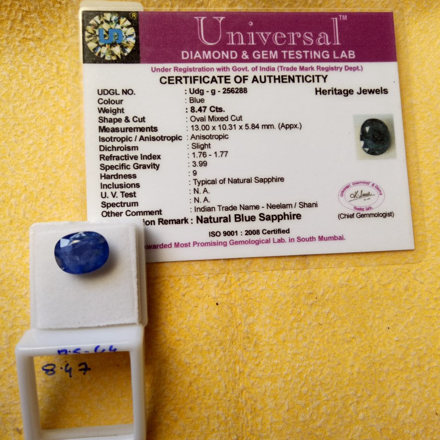 8.47 Carat Natural Blue Sapphire Stone