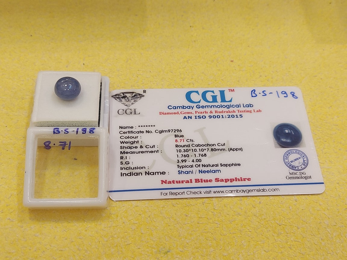 8.71 Carat Natural Blue Sapphire Stone