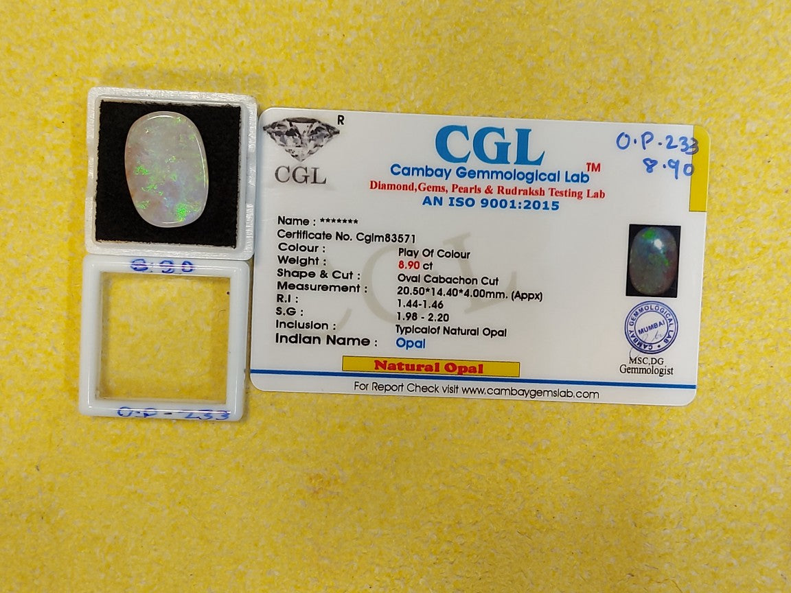 8.90 Carat Natural Opal Stone