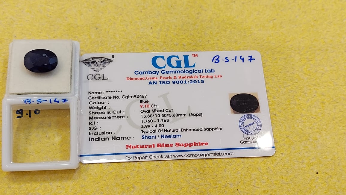 9.10 Carat Natural Blue Sapphire Stone