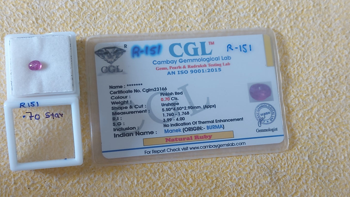 0.70 Carat Natural Old Ruby