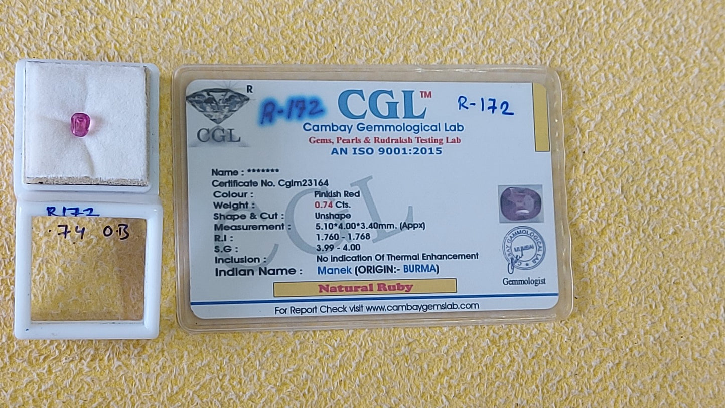 0.74 Carat Natural Old Ruby