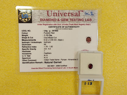 1.13 Carat Natural Garnet