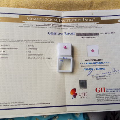 1.14 Carat Natural Old Ruby