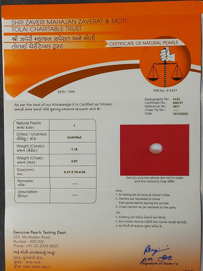 1.16 Carat Natural Pearl