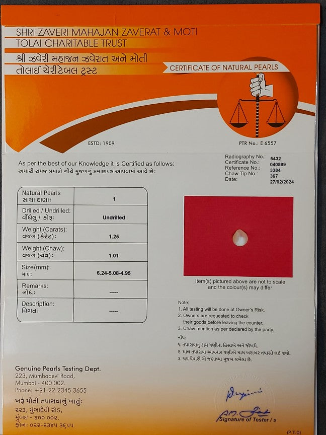 1.25 Carat Natural Pearl