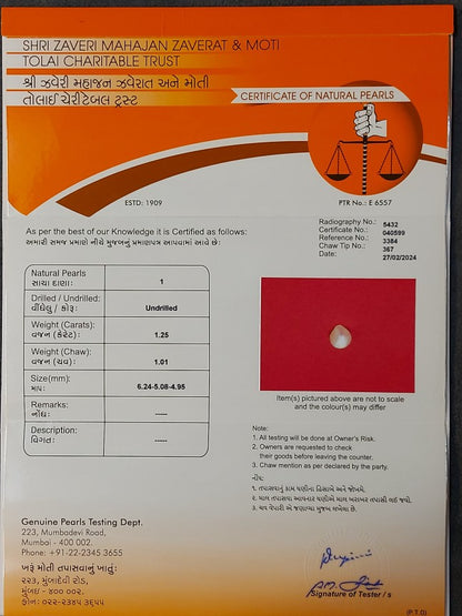 1.25 Carat Natural Pearl