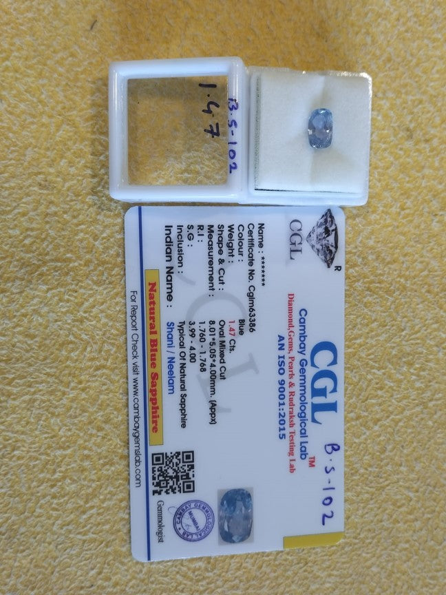 1.47 Carat Natural Blue Sapphire Stone
