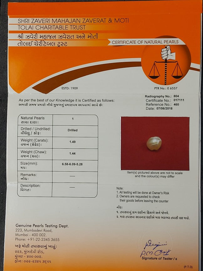 1.49 Carat Natural Basra Pearl