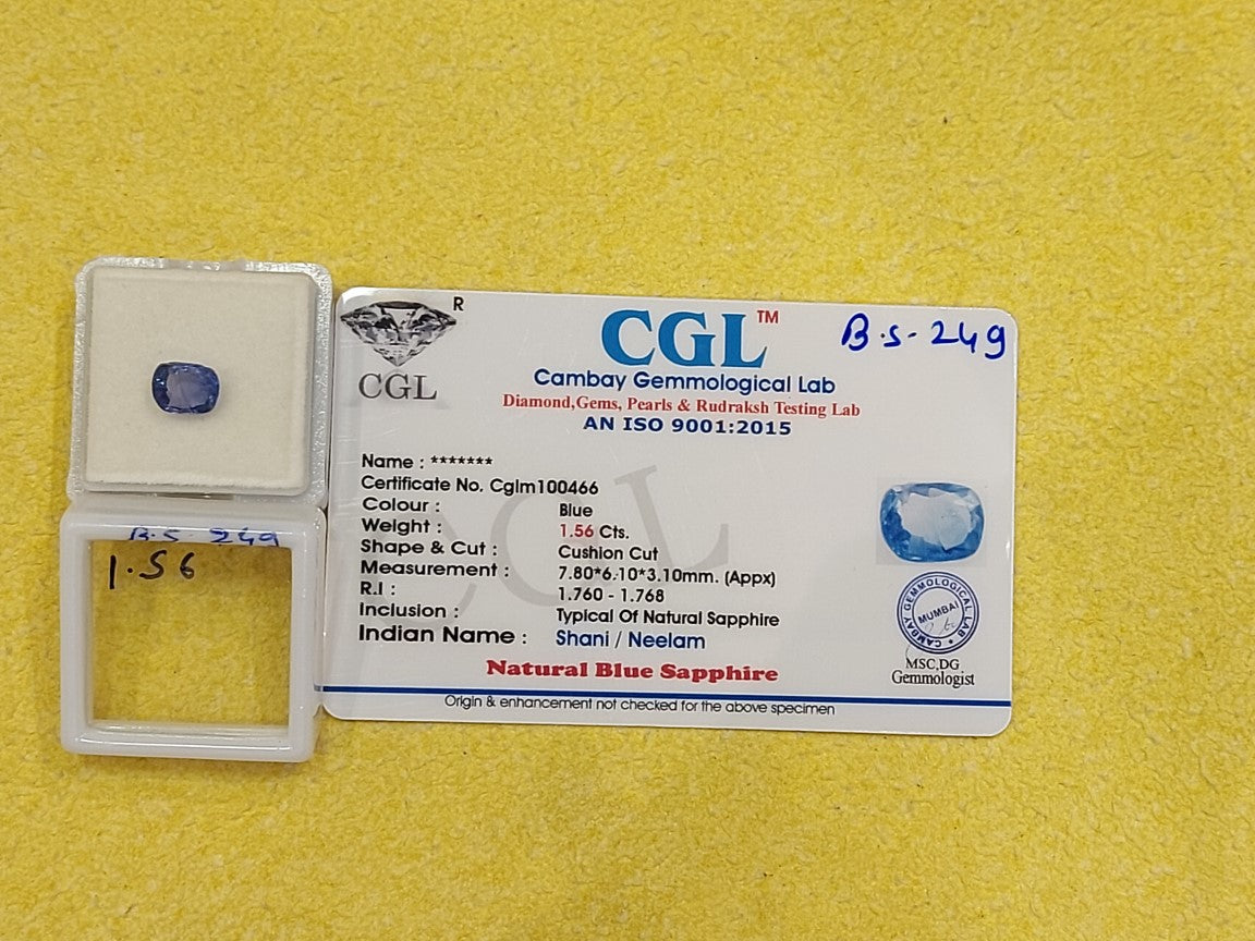 1.56 Carat Natural Blue Sapphire Stone