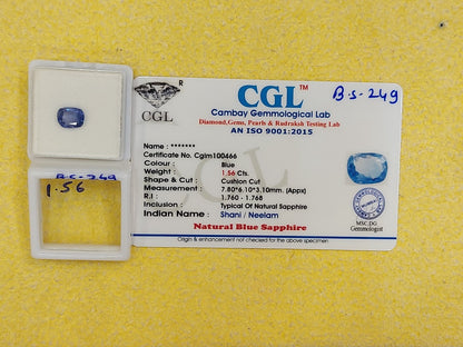 1.56 Carat Natural Blue Sapphire Stone