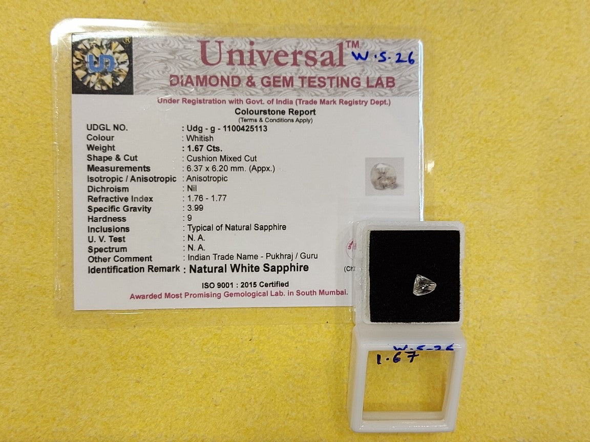 1.60 Carat Natural White Sapphire Stone