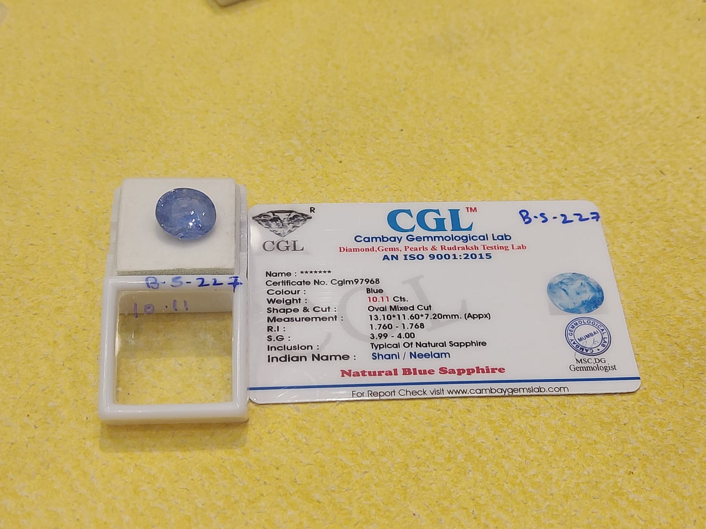 10.11 Carat Natural Blue Sapphire Stone