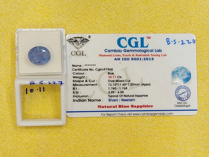 10.11 Carat Natural Blue Sapphire Stone